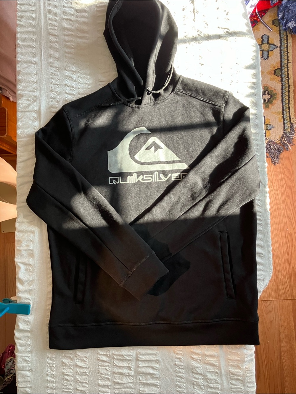 Quiksilver Black Hoodie with White Logo